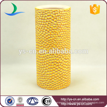 China atacado fábrica Amarelo intaglio vasos de cerâmica